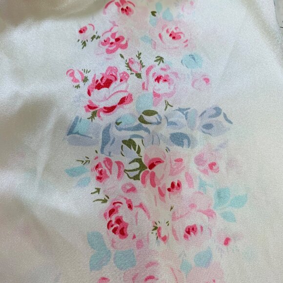 Pink K Floral Sleepwear Size L Satin Robe Nightgown Set Lace Trim Belted VTG Y2K - Picture 14 of 16